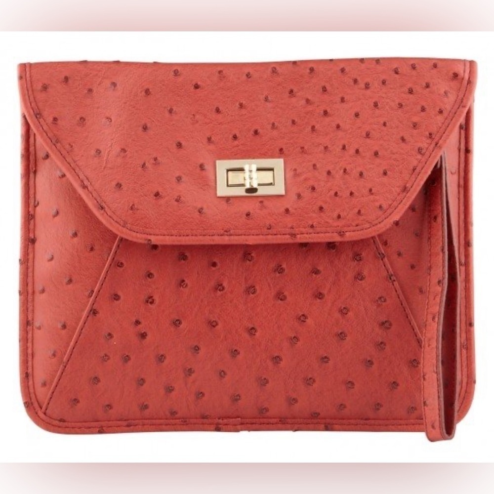 Aldo Ostrich Print Clutch With Strap